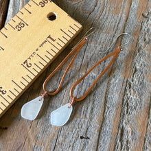 Load image into Gallery viewer, White Sea Glass and Copper Dangle Earrings
