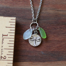 Load image into Gallery viewer, Dragonfly Charm Necklace with Sea Glass
