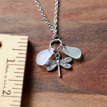 Load image into Gallery viewer, Dragonfly Charm Necklace with Sea Glass
