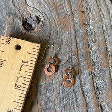 Load image into Gallery viewer, Mixed Metal Hammered Copper Circle Dangle Earrings-Duo
