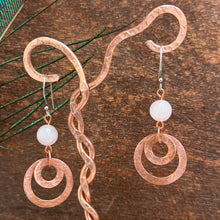 Load image into Gallery viewer, Rose Quartz Copper Dangle Earrings

