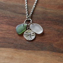 Load image into Gallery viewer, Dragonfly Charm Necklace with Sea Glass
