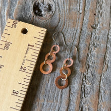 Load image into Gallery viewer, Mixed Metal Hammered Copper Circle Dangle Earrings-Trio
