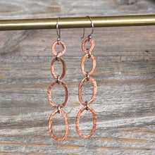Load image into Gallery viewer, Mixed Metal Hammered Copper Circle Dangle Earrings-Quad
