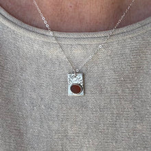 Load image into Gallery viewer, Brown Sea Glass Silver Reticulated Pendant Necklace
