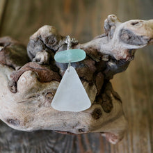 Load image into Gallery viewer, Pretty White and Aqua Genuine Sea Glass Pendant Necklace
