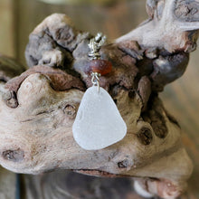 Load image into Gallery viewer, White and Brown Genuine Sea Glass Necklace

