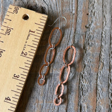 Load image into Gallery viewer, Mixed Metal Hammered Copper Circle Dangle Earrings-Quad
