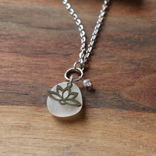 Load image into Gallery viewer, Lotus Charm Sea Glass Necklace
