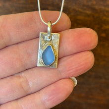 Load image into Gallery viewer, Cornflower Blue Sea Glass Silver Reticulated Pendant Necklace

