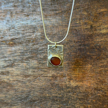 Load image into Gallery viewer, Brown Sea Glass Silver Reticulated Pendant Necklace

