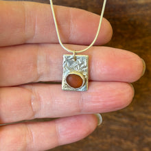 Load image into Gallery viewer, Brown Sea Glass Silver Reticulated Pendant Necklace
