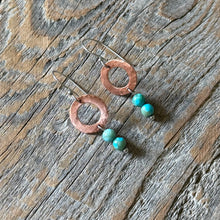 Load image into Gallery viewer, Hammered Copper Jasper Drop Earrings
