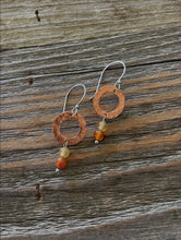 Load image into Gallery viewer, Hammered Copper Red Agate Drop Earrings
