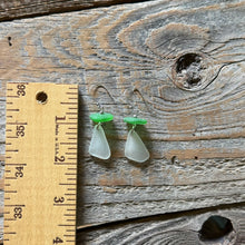 Load image into Gallery viewer, Green and White Genuine Sea Glass Earrings
