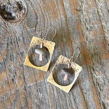 Load image into Gallery viewer, Beach Stone and Hand Forged Metal Frame Earrings
