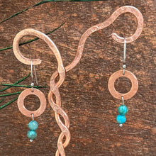 Load image into Gallery viewer, Hammered Copper Jasper Drop Earrings
