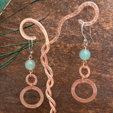 Load image into Gallery viewer, Green Aventurine Copper Dangle Earrings

