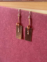 Load image into Gallery viewer, Mixed Metal Hammered Copper Bar Earrings with Twisted Detail
