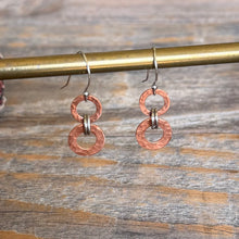 Load image into Gallery viewer, Mixed Metal Hammered Copper Circle Dangle Earrings-Duo
