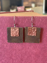 Load image into Gallery viewer, Hand Forged Copper and Brass Layered Square Earrings
