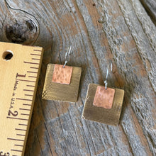 Load image into Gallery viewer, Hand Forged Copper and Brass Layered Square Earrings
