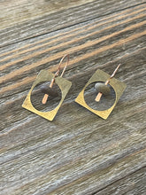 Load image into Gallery viewer, Beach Stone and Hand Forged Metal Frame Earrings
