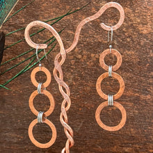 Load image into Gallery viewer, Mixed Metal Hammered Copper Circle Dangle Earrings-Trio
