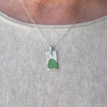 Load image into Gallery viewer, Seafoam Green Sea Glass Silver Reticulated Pendant Necklace
