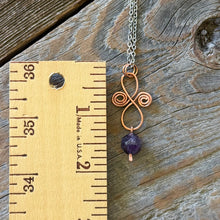 Load image into Gallery viewer, Copper Scroll Jewelry Set – Earrings &amp; Amethyst Necklace
