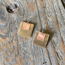 Load image into Gallery viewer, Hand Forged Copper and Brass Layered Square Earrings
