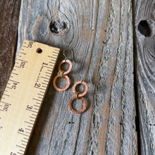 Load image into Gallery viewer, Mixed Metal Hammered Copper Circle Dangle Earrings-Duo
