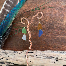 Load image into Gallery viewer, Cobalt Blue, White, Brown and  Green Genuine Sea Glass Earrings
