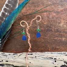 Load image into Gallery viewer, Cobalt Blue and Green Genuine Sea Glass Earrings
