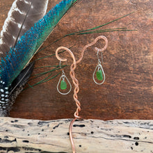 Load image into Gallery viewer, Green Genuine Sea Glass Hoop Earrings
