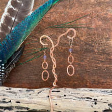 Load image into Gallery viewer, Amethyst Copper Dangle Earrings
