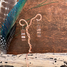 Load image into Gallery viewer, Fold Formed Textured Copper Bar Earrings
