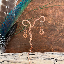 Load image into Gallery viewer, Mixed Metal Hammered Copper Circle Dangle Earrings-Duo
