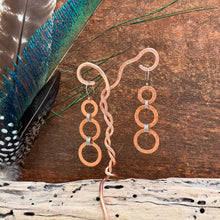 Load image into Gallery viewer, Mixed Metal Hammered Copper Circle Dangle Earrings-Trio
