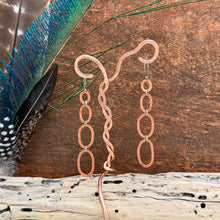 Load image into Gallery viewer, Mixed Metal Hammered Copper Circle Dangle Earrings-Quad
