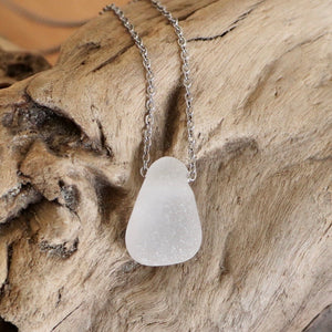 Beautiful White Floating Sea Glass Pendant