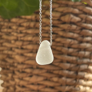 Beautiful White Floating Sea Glass Pendant