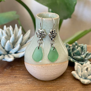 Pretty Green Genuine Sea Glass Earrings