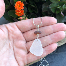 Load image into Gallery viewer, White and Brown Genuine Sea Glass Necklace
