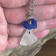 Load image into Gallery viewer, Rare Patterned Cobalt Blue Genuine Sea Glass Necklace
