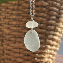 Load image into Gallery viewer, Rare Gray and White Genuine Sea Glass Necklace
