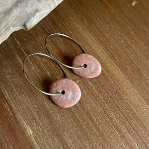 Genuine Beach Stone Hoop Earrings