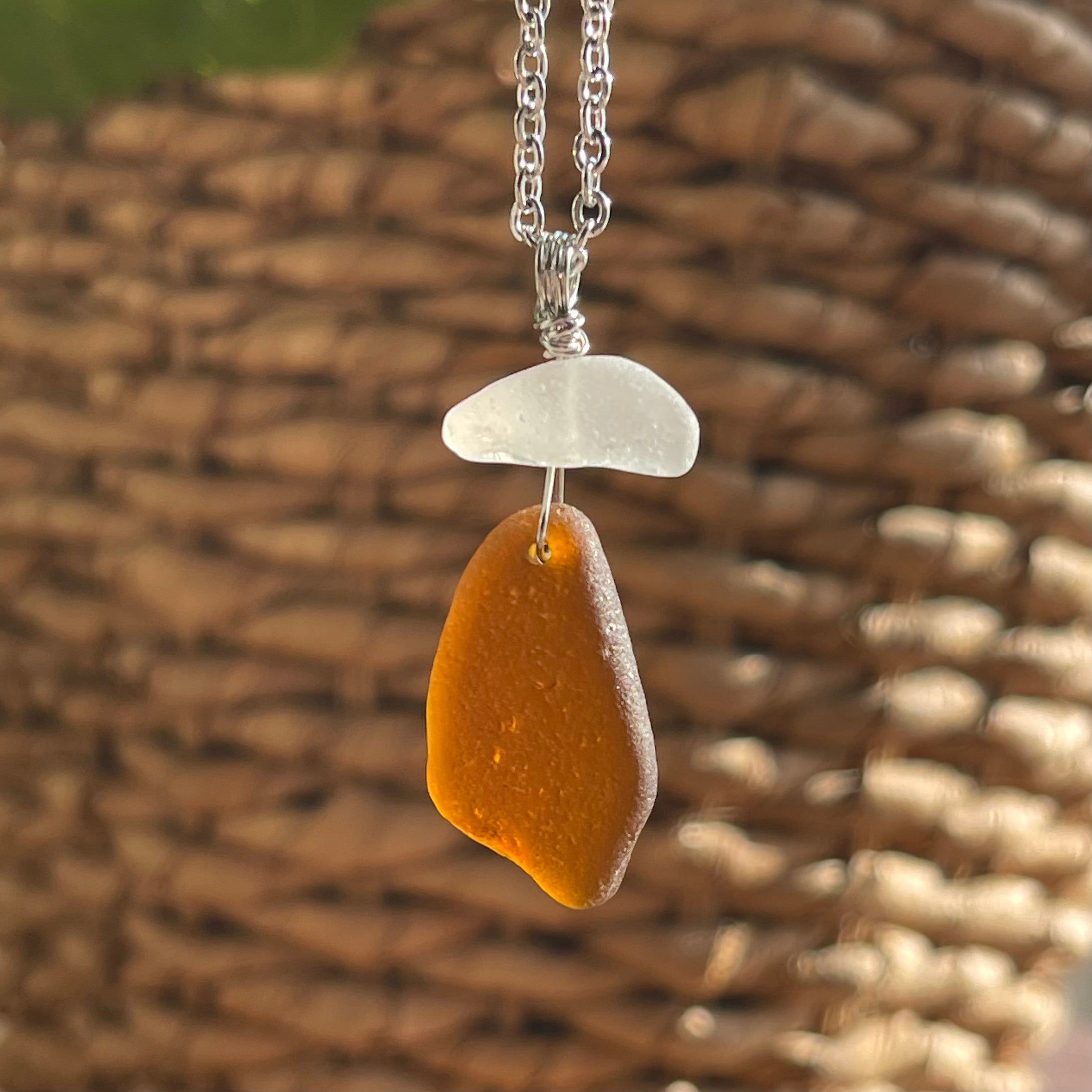 White and Brown Genuine Sea Glass Necklace – Salty Soul Seaglass