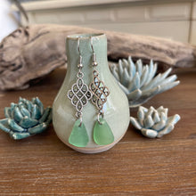 Load image into Gallery viewer, Gorgeous Long Dangle Sea Foam Green Genuine Sea Glass Earrings
