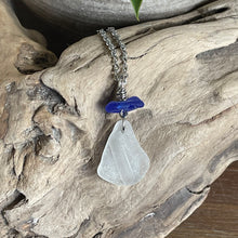 Load image into Gallery viewer, Rare Patterned Cobalt Blue Genuine Sea Glass Necklace
